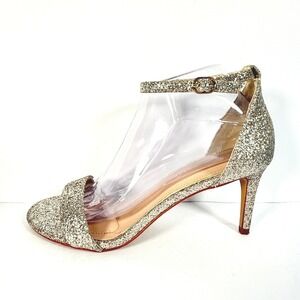 Kelly Katie Glitter Ankle Strap Heels Sparkly Stiletto Sandals‎ size 9 party y2k